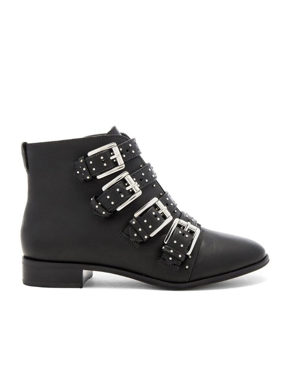 Rebecca Minkoff Maddox Moto Booties 7.5M Black Leather Buckle Studded